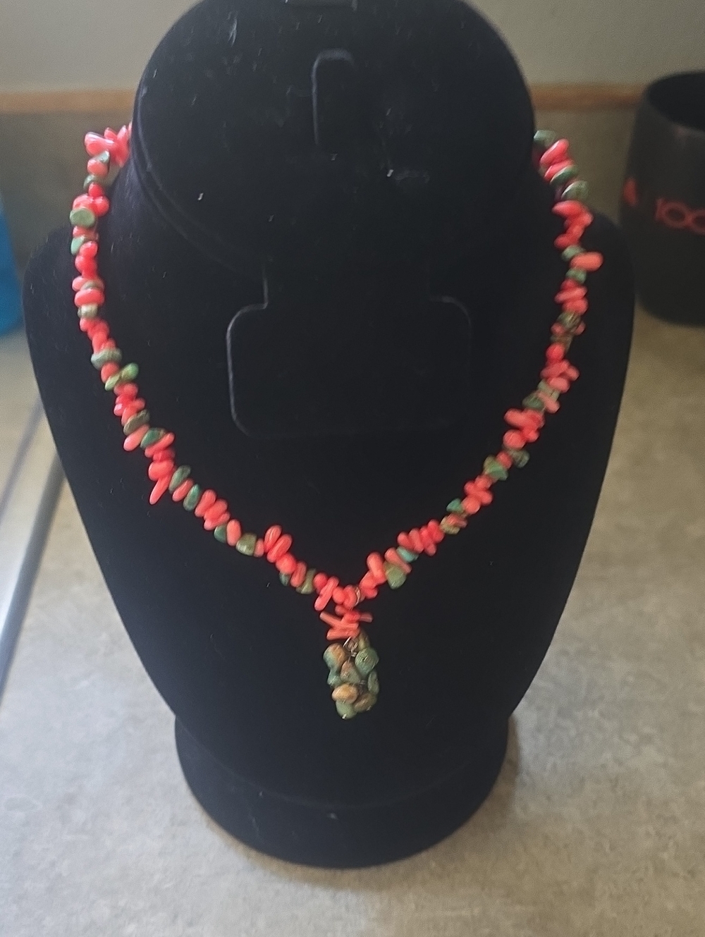 Handmade Coral-Pink and Turquoise Bead Necklace Sterling  - 21st and Stone NWT
